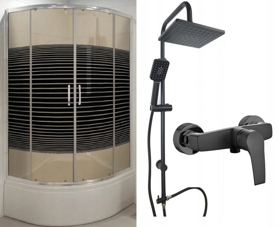 Sprchovací kút 80x80 pásy + bazénik + set + batérie