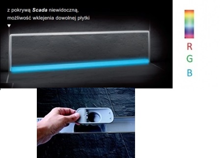 Sprchový žľab - Kessel SCADA Wall odtok pod doskou - LED RGB