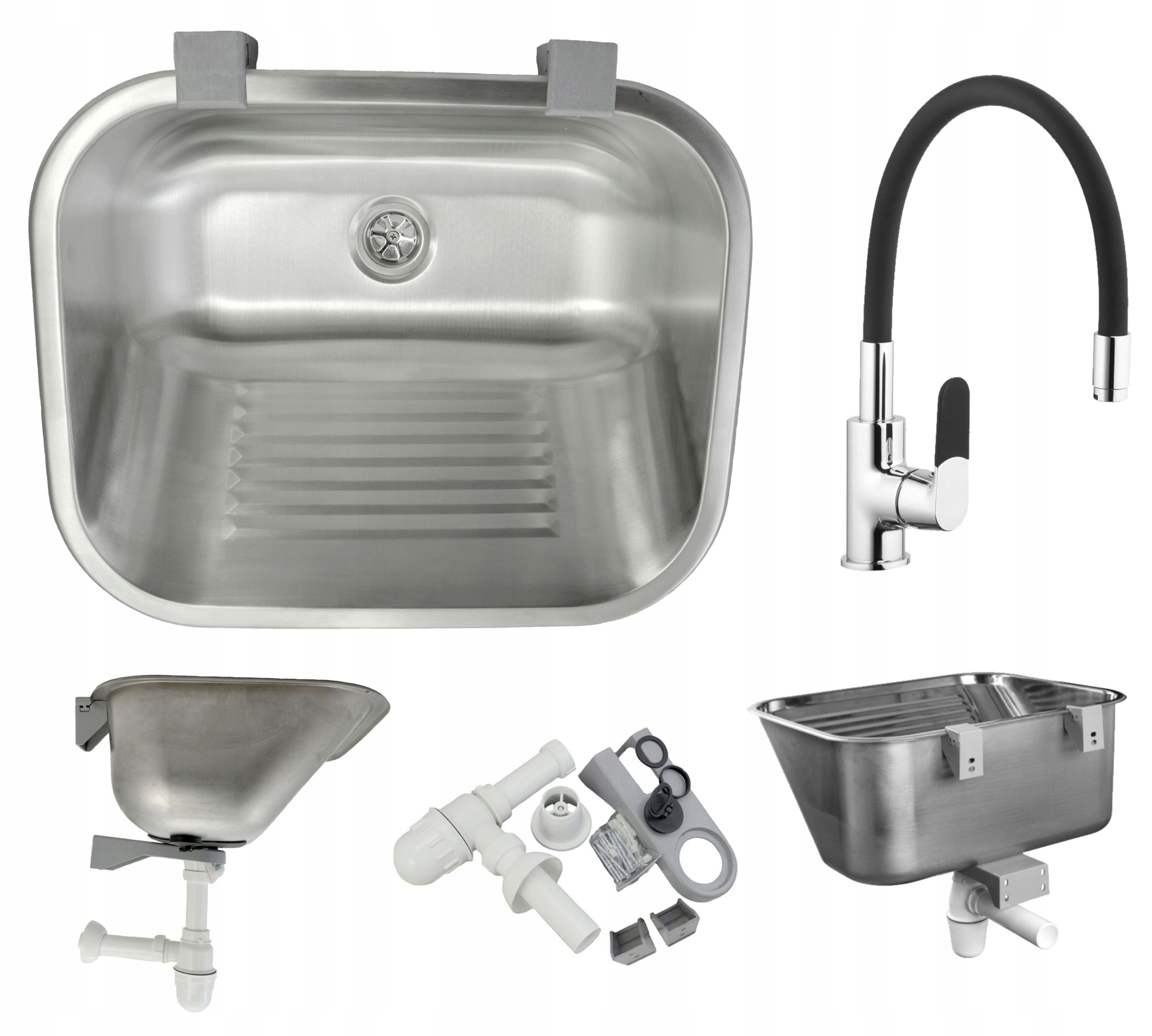 Kuchynský drez - Ekonomická komora matná oceľ 55 cm + flex batéria
