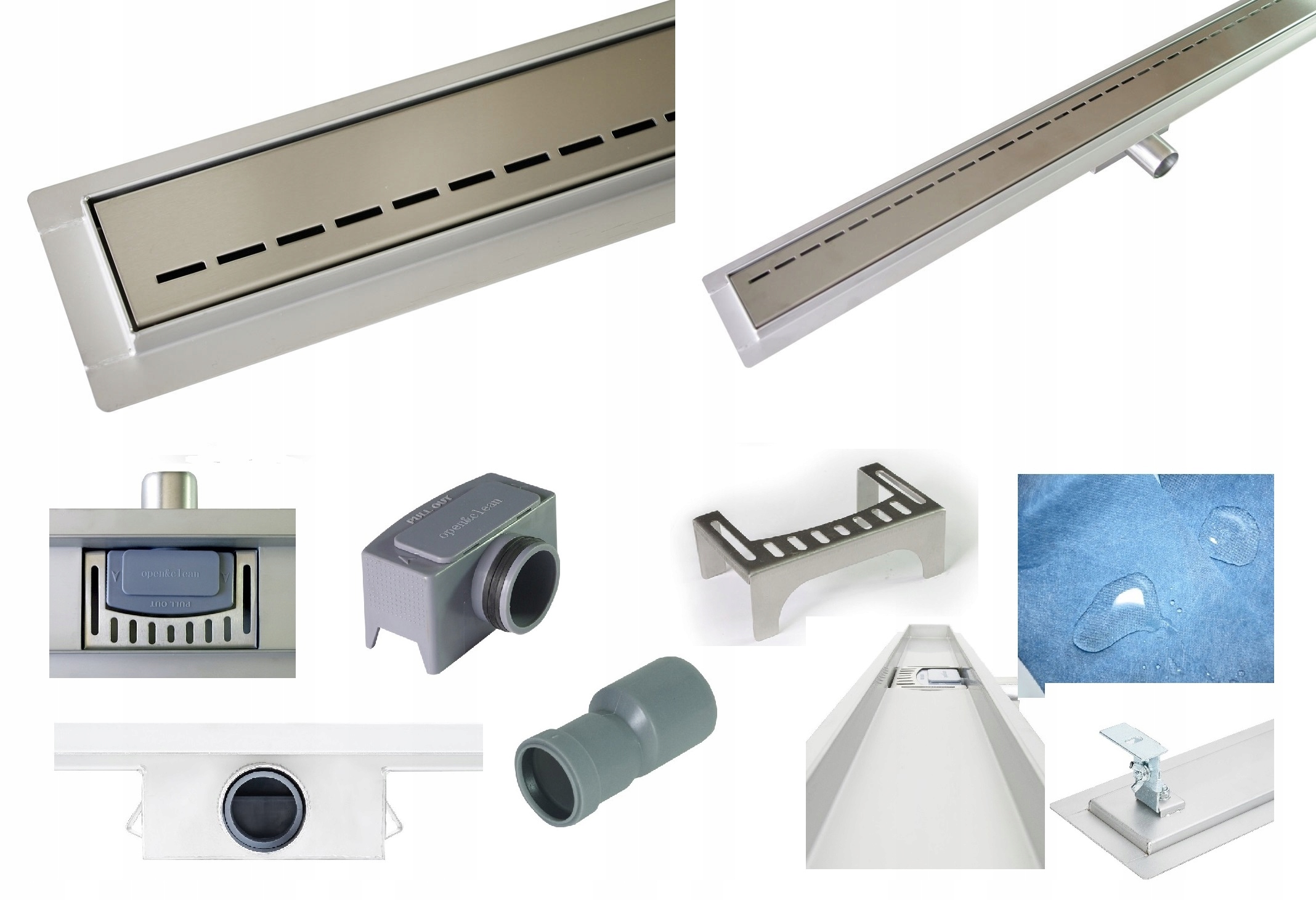 Sprchový žľab - Set Lineárne drain dehydratácia 70 cm Steel
