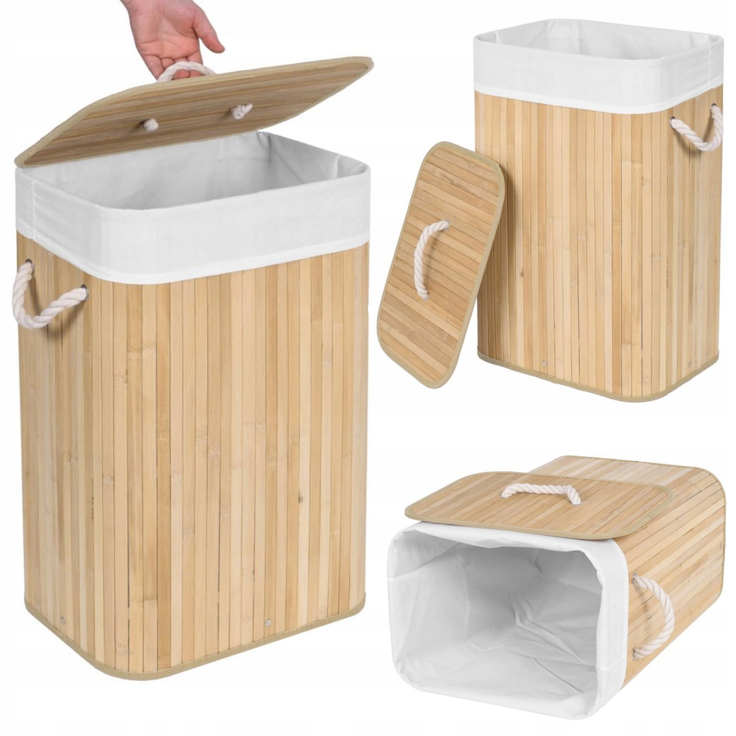 Kôš na bielizeň - Bamboo kôš pre pranie nádoba s vekom 80L