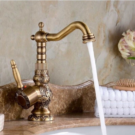 Umyvadlová batéria - Pípa Basin Elegantný Retro Gold