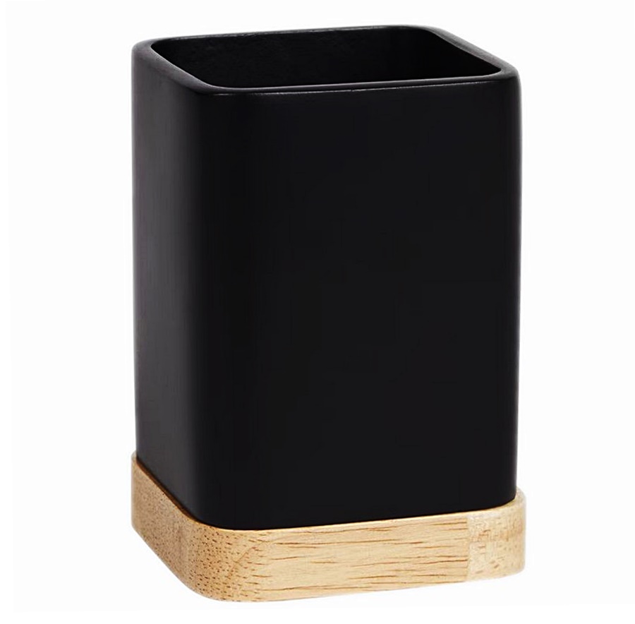Kúpeľnový organizér - Čierna kúpeľňa Black Stand Wood
