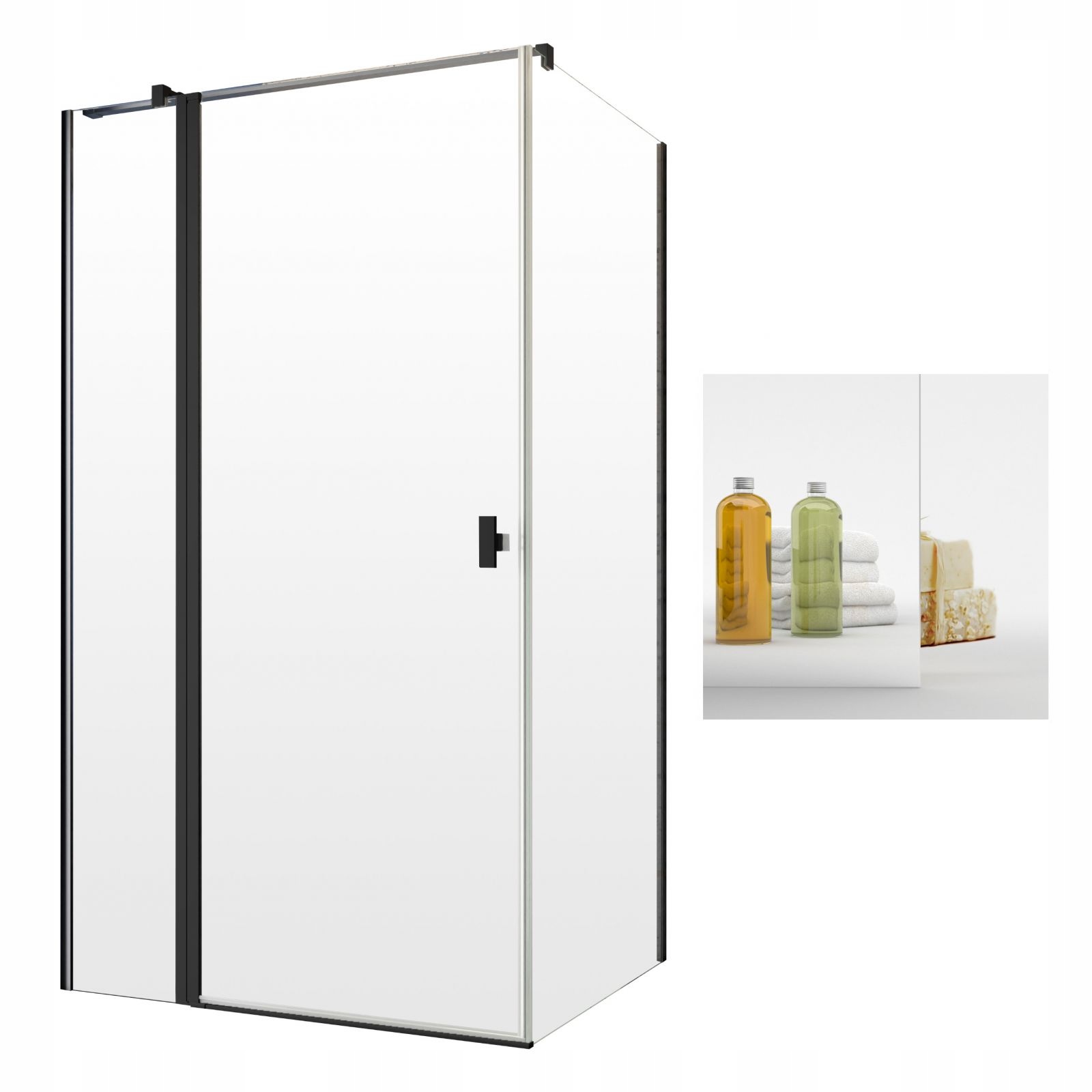 Sprchový kút, kabína - Poľská sprchová skrinka 90x90 termostat batéria