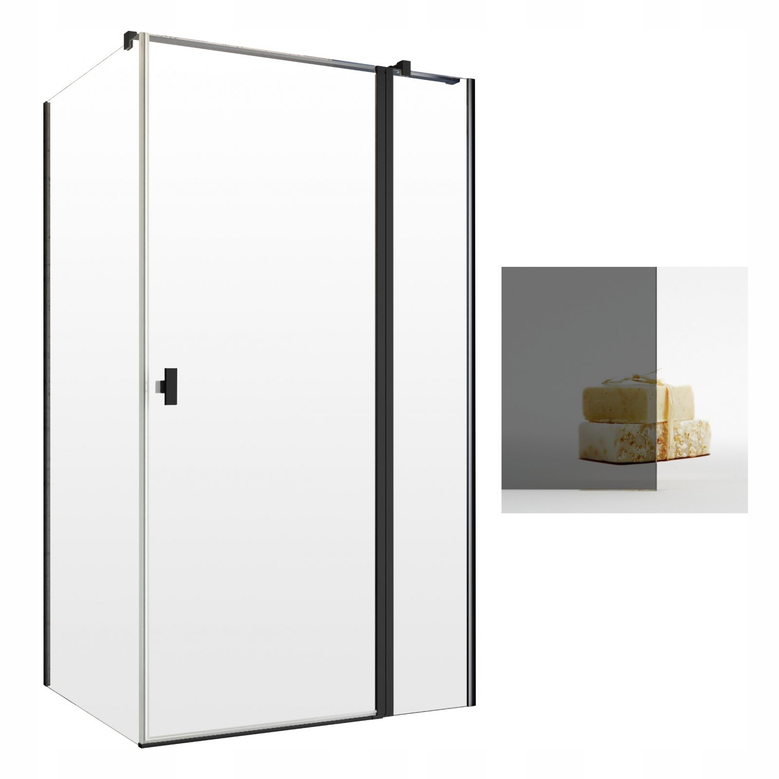 Sprchový kút, kabína - RADAWAY NES 8 BLACK KDJ II 90X90 P Graphit Cabin