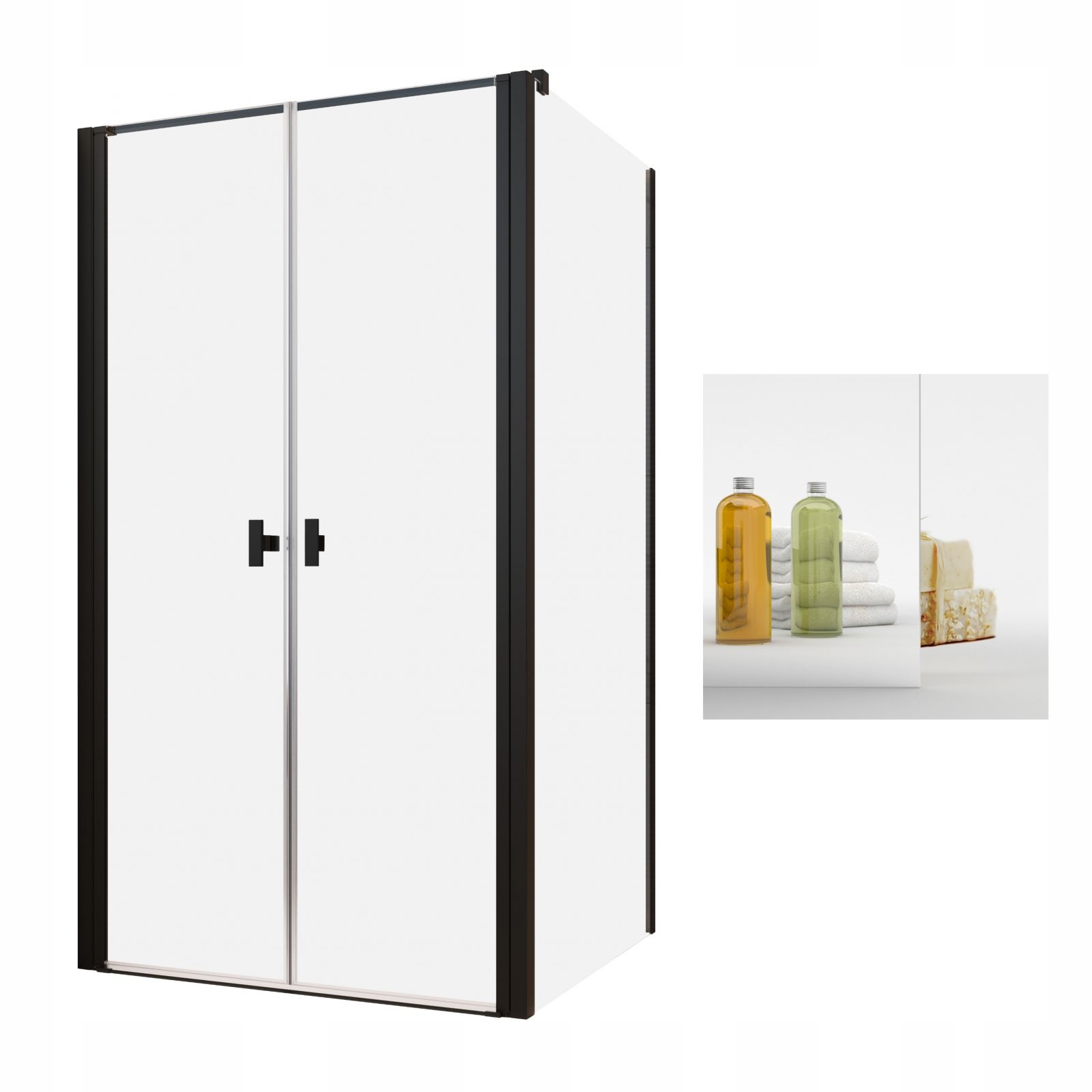 Sprchový kút, kabína - RADAWAY NES BLACK DWD+S 80x100 Zrkadlová kabína