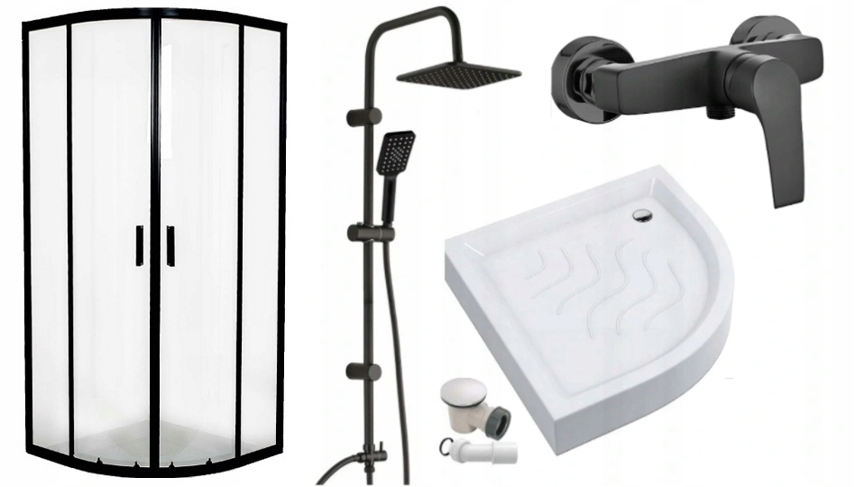 Black 90x90 kabína + paddock + batérie + sprchový dážď