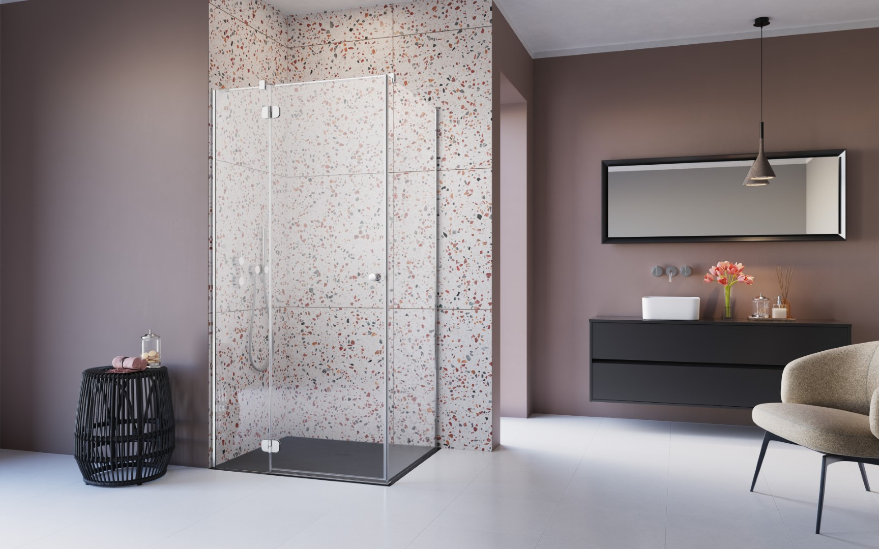 Sprchový kút, kabína - Sanswiss Cadura Cabina 180x70 CAS2+obsadenie vľavo čierna