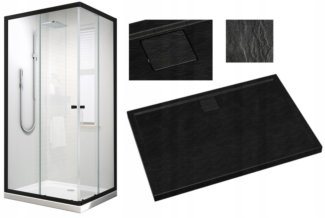Sprchovací kút 80x100 čierna vanička slim blac