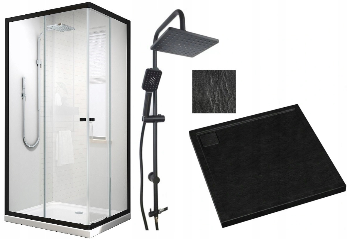 Sprchovací kút 80x100 black pádlovania pad + sprcha