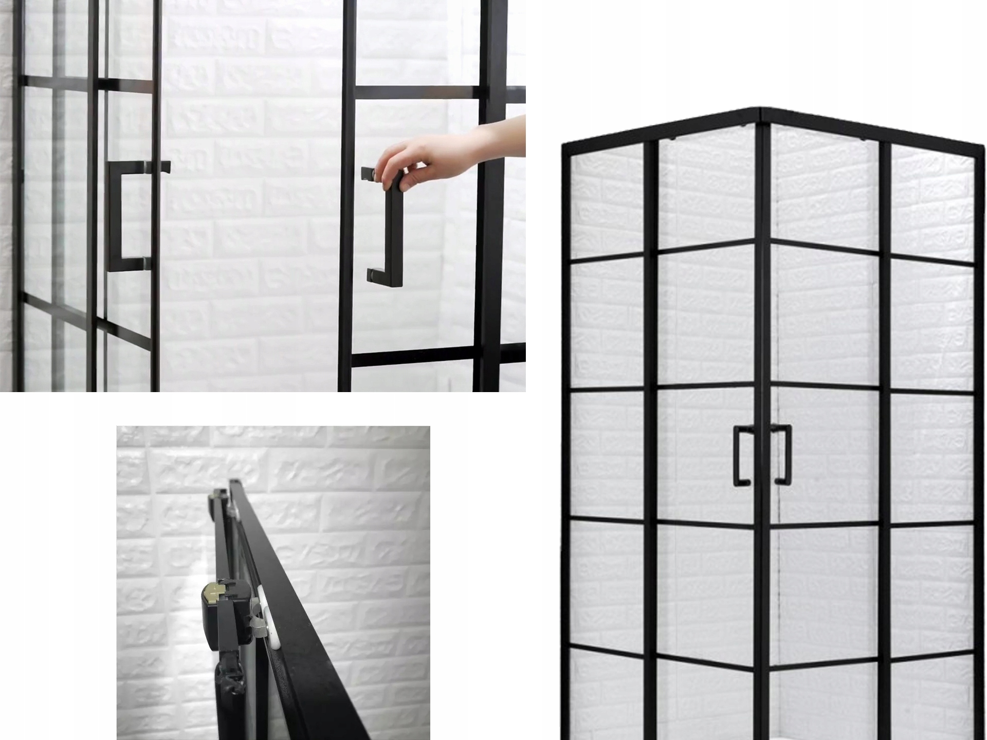 Sprchovací kút 80x80 čierny 198 Glass Hartowan