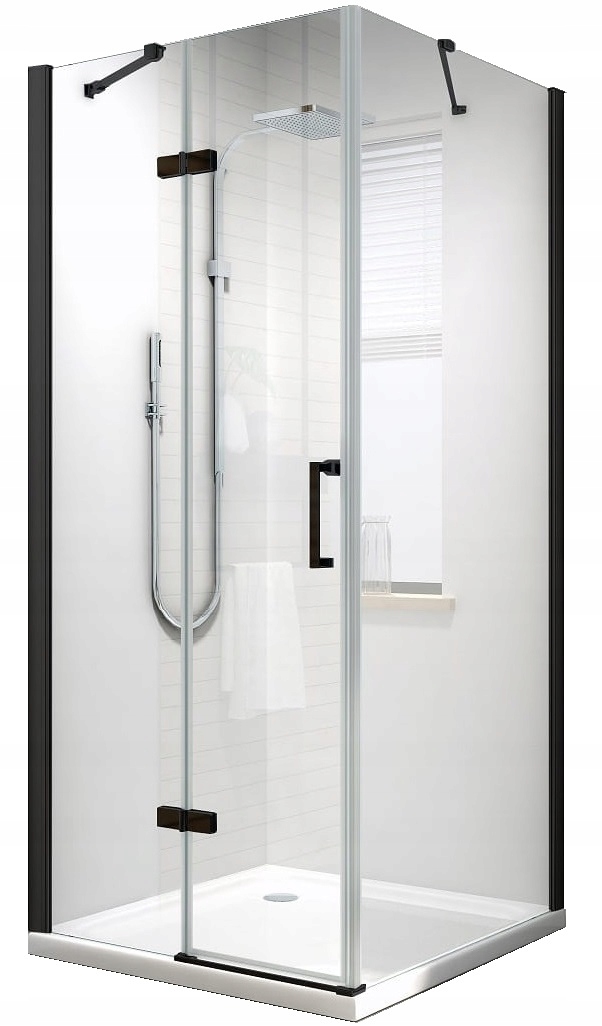 Sprchový kút, kabína - 80x80 čierna sprchová skrinka - 6 mm skla