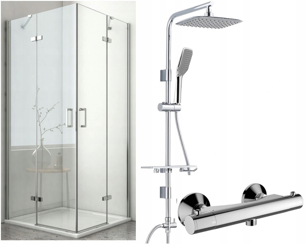 Sprchový kút, kabína - Sprchovačka 90x90 +Termostat batéria sada