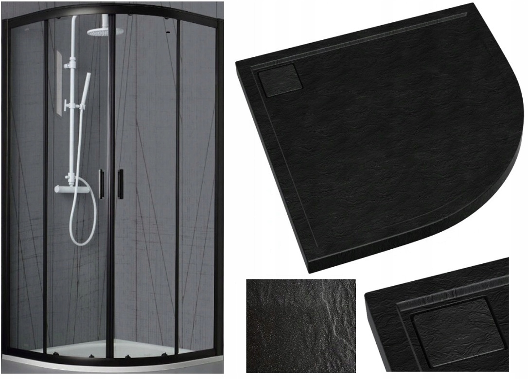 Black sprchovací kút 80x80 + low bazénik