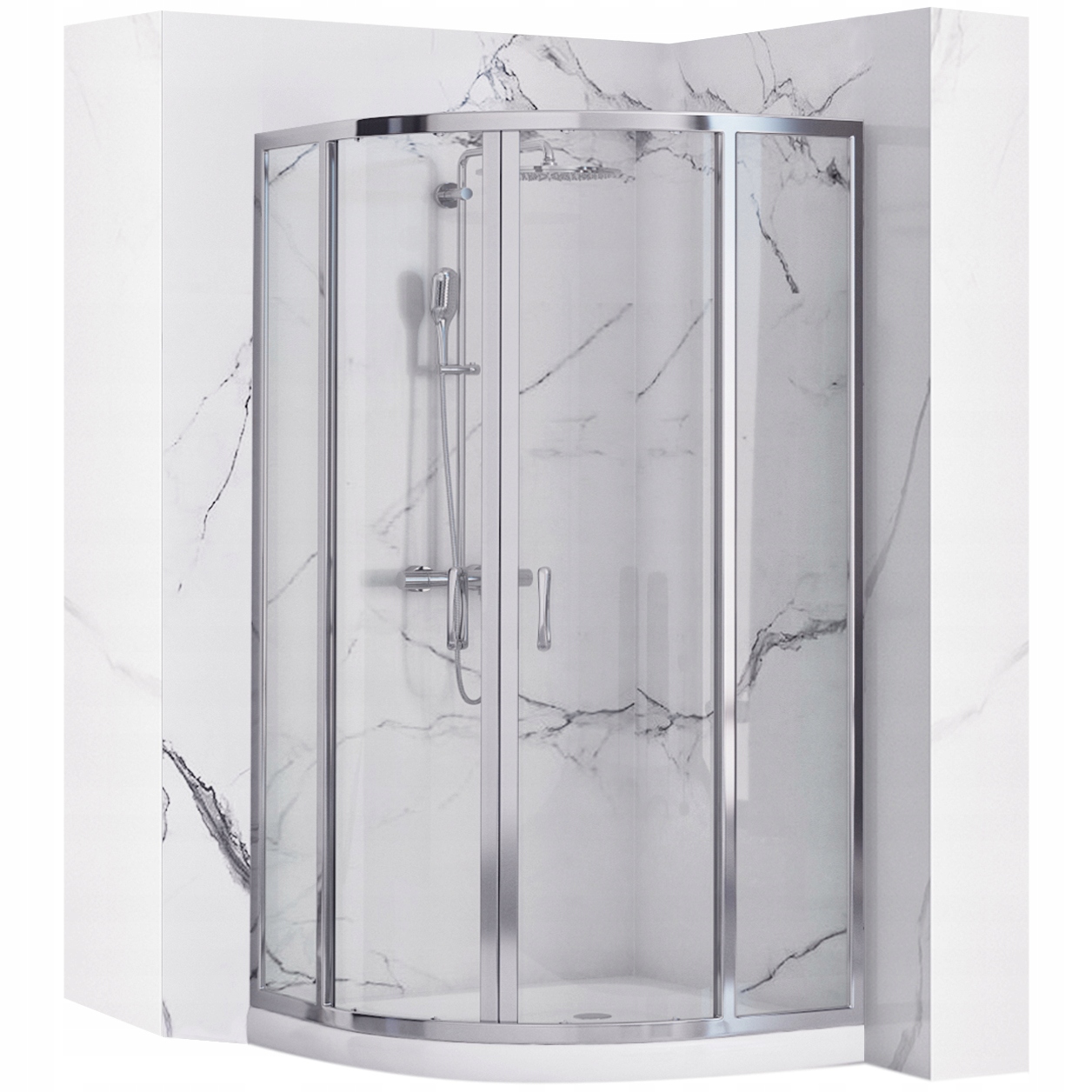 Sprchový kút, kabína - Sprchovacia kabína vzhľad Chrome 80x80 + REA SPOTROR MARY