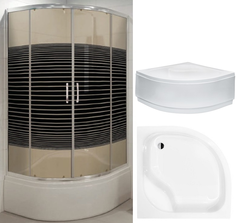 Sprchovací kút 80x80 black + hlboký plech
