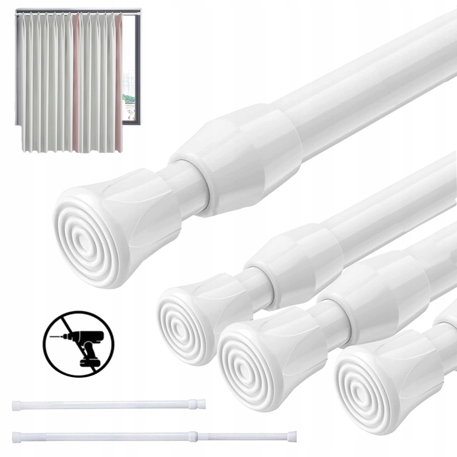 Sprchová tyč - Závesná tyčinka Teleskopická tyč 40-70 cm 3 ks