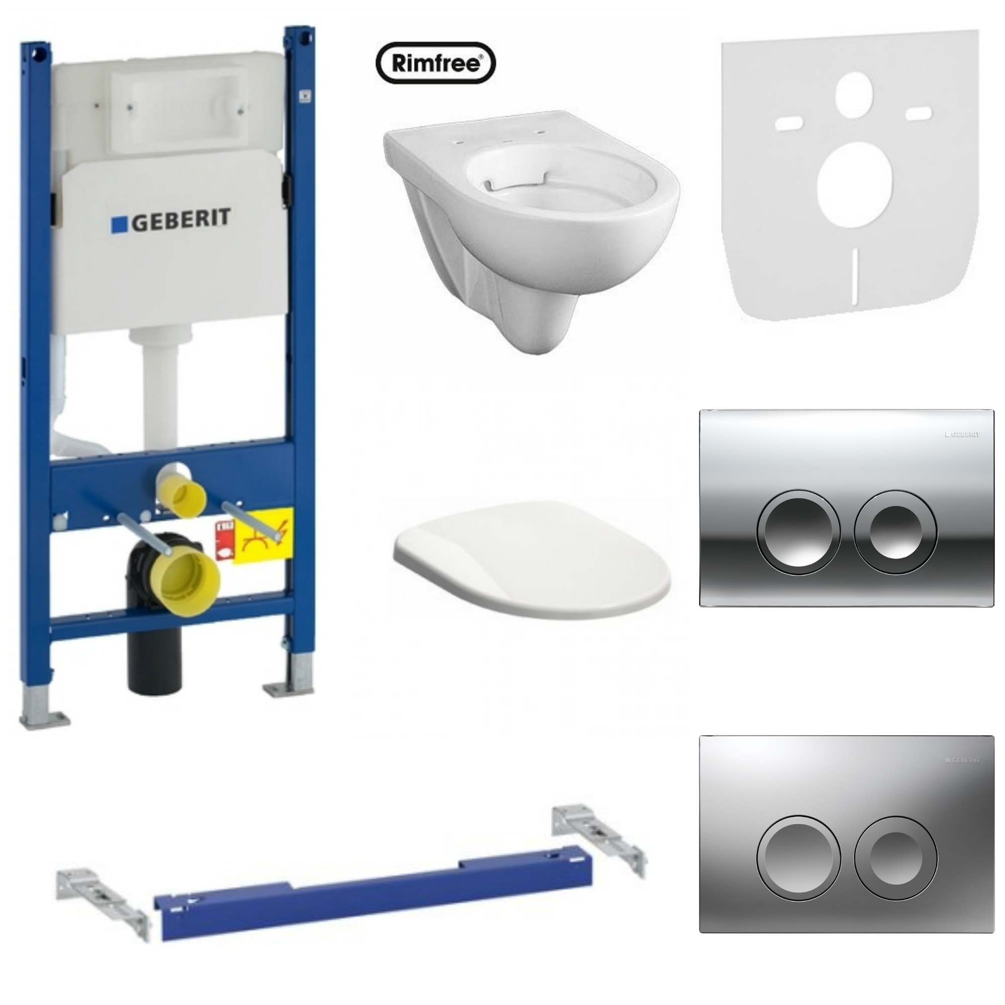 Podomietkový WC modul -  Rimfree Shell Wheel + Geberit Delta21 Chrome Rám