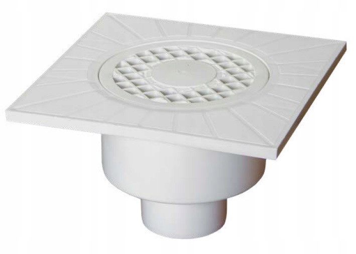 Sprchový žľab - Odpad mriežka fi 50 biela vertikálne 14,6x14.6