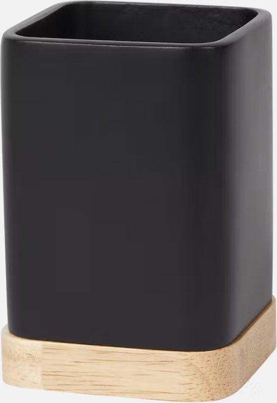 Kúpeľnový organizér - Hrnček pre materiál zubnej kefky + drevo