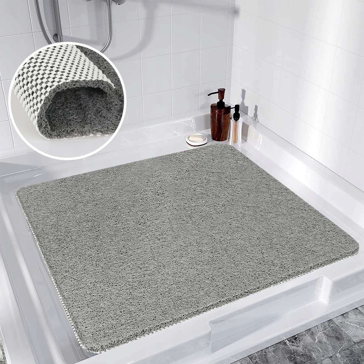 Vaňa - Štvorcová podložka 60 x 60 cm pre sprchu Grey Anti