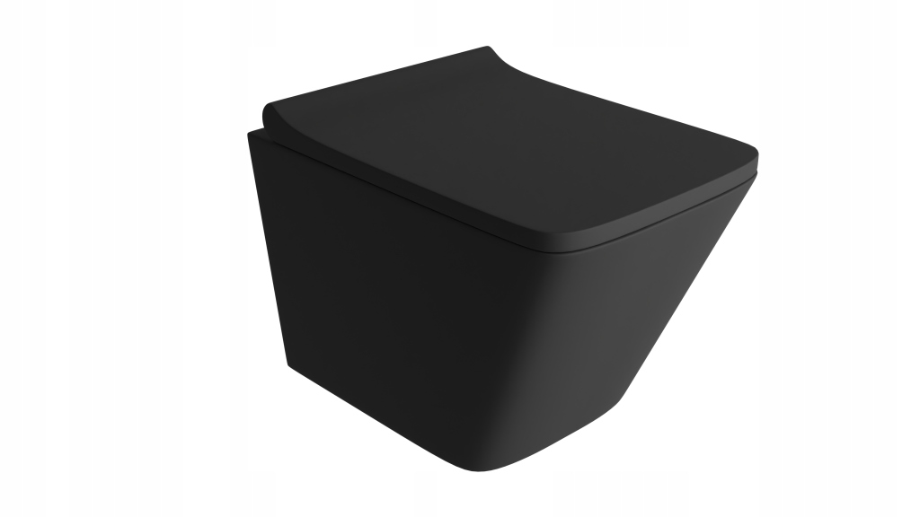 WC misa - Lavita Lago Black Hanging Bowl s doskou bez