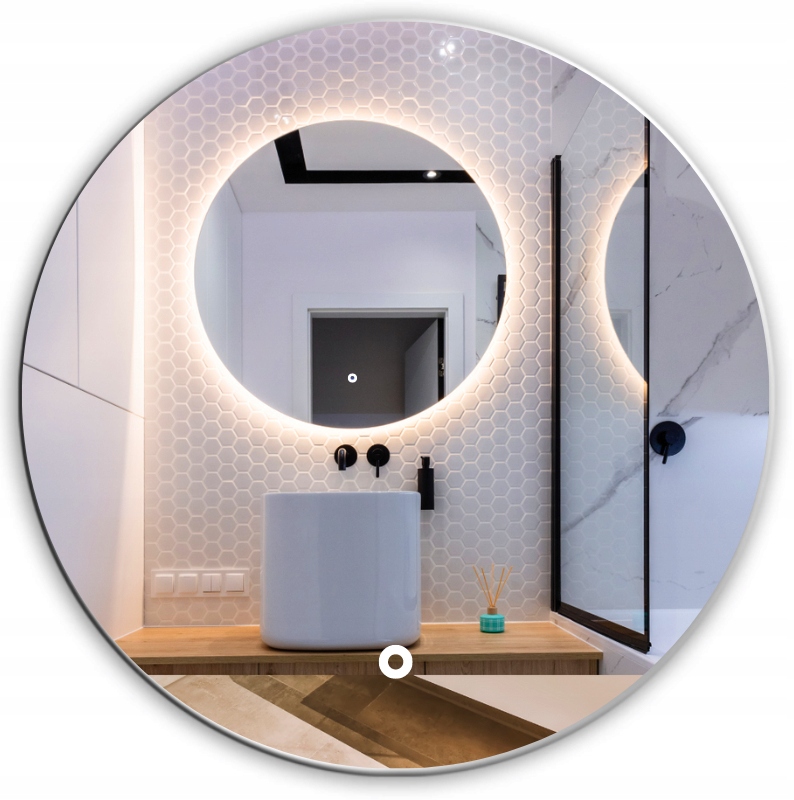 Zrkadlo 55 cm okrúhle osvetlené prepínač LED diódy