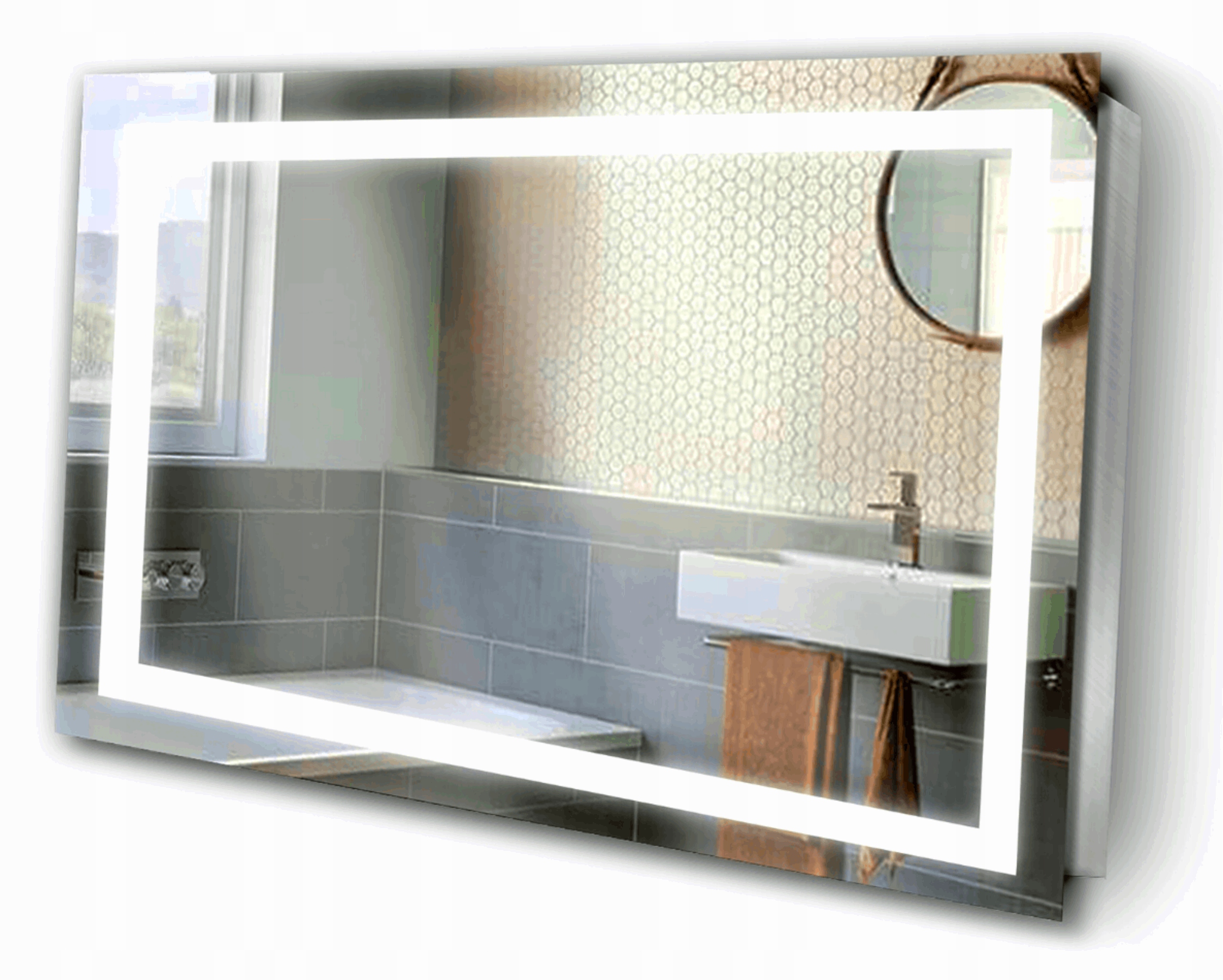 Zrkadlo 95x75 cm moderné vzory podsvietenia LED