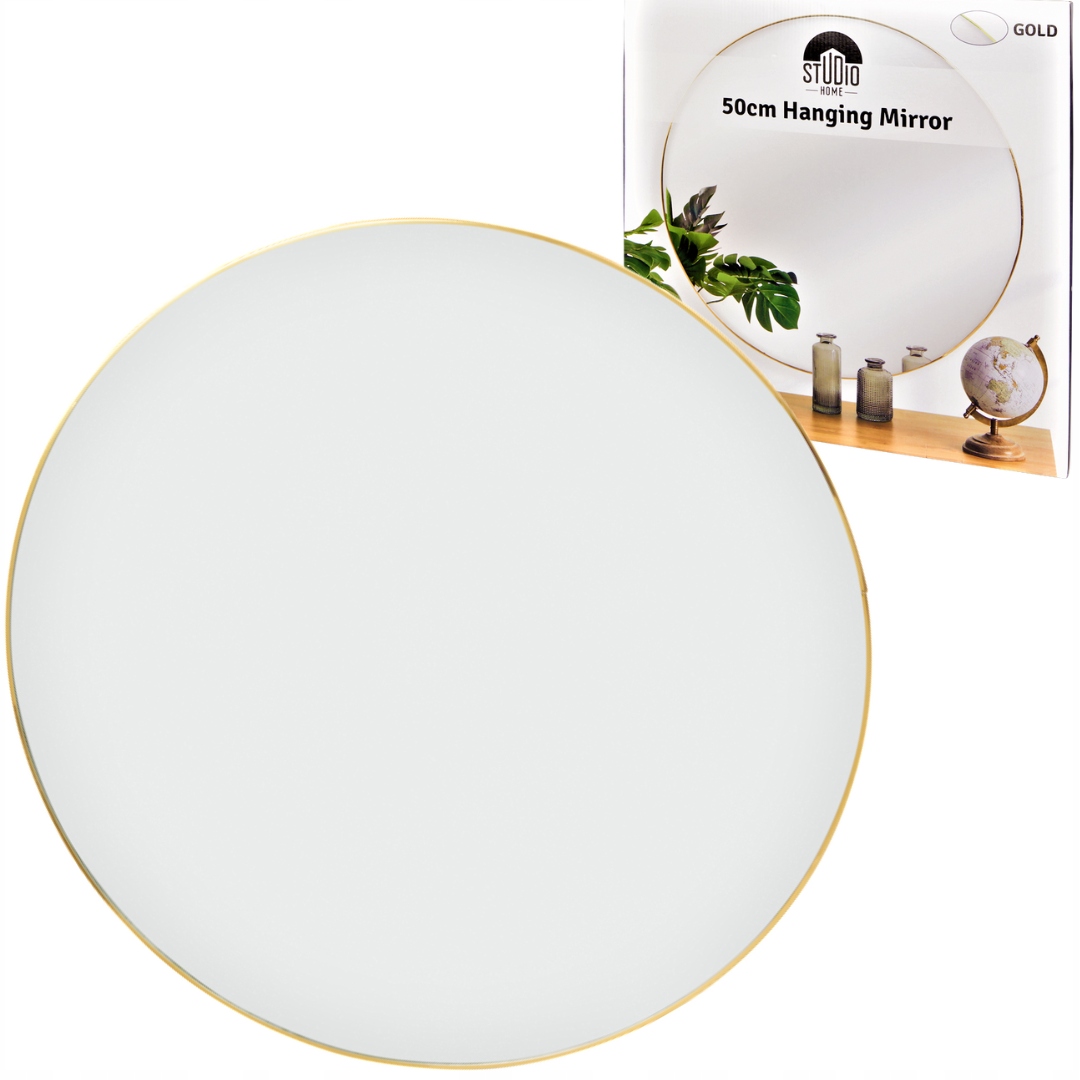 Okrúhle zrkadlo v rámci zlatej kúpeľne 50 cm