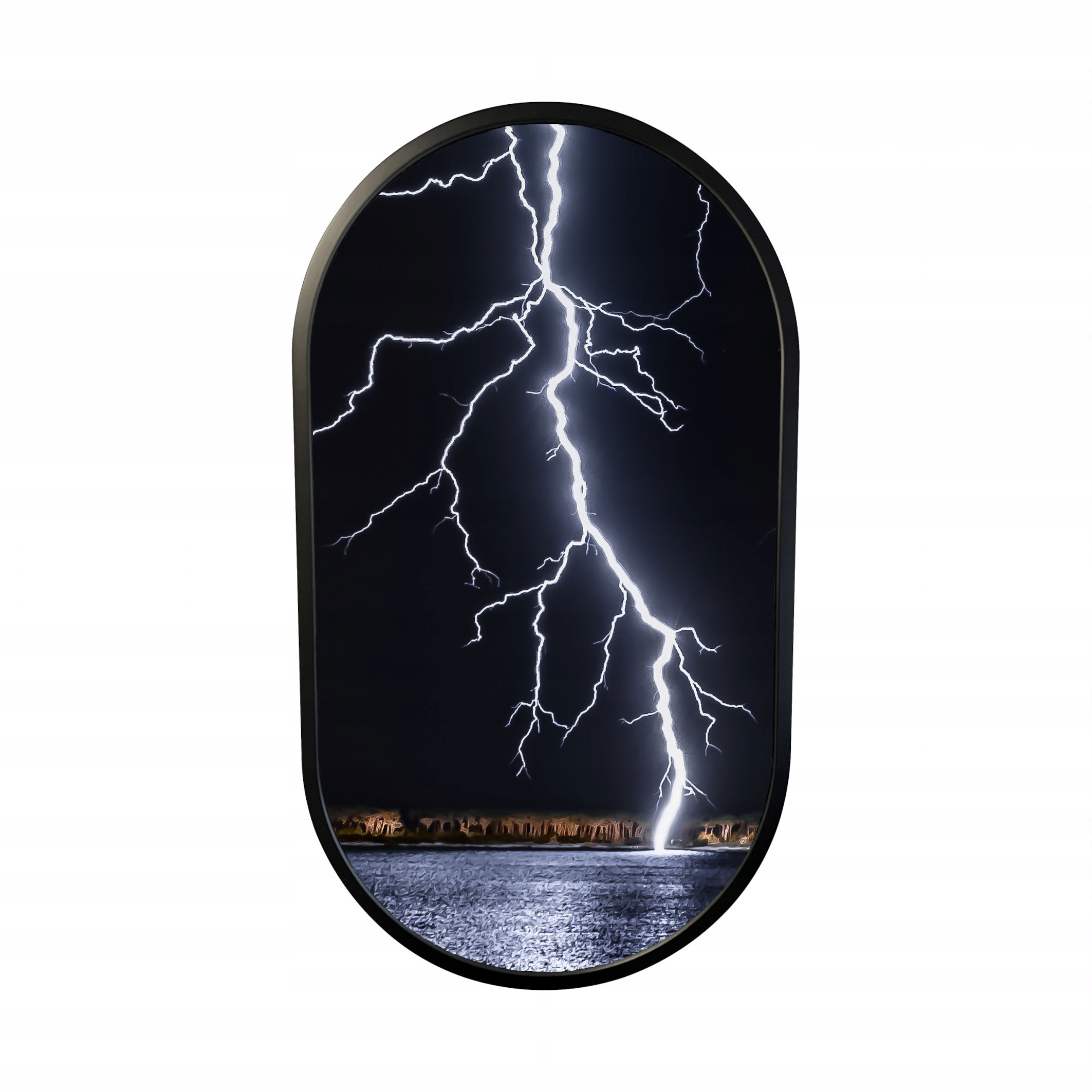 OVÁLNE ZRKADLO V ČIERNOM RÁME 40x80 LED KVALITA!