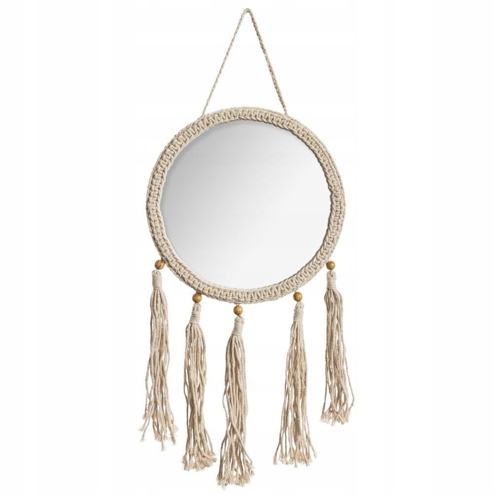 Dekoratívne nástenné zrkadlo boho pletený rám 30 cm