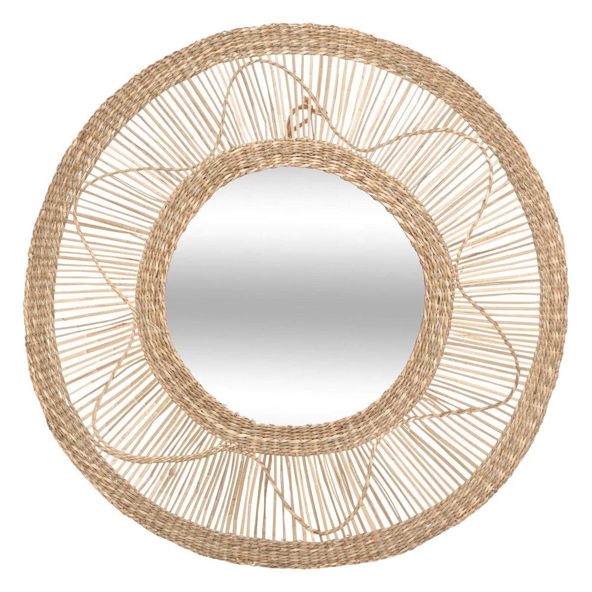 NÁstenné ZRKADLO okrúhle pletené béžové BOHO pr.58