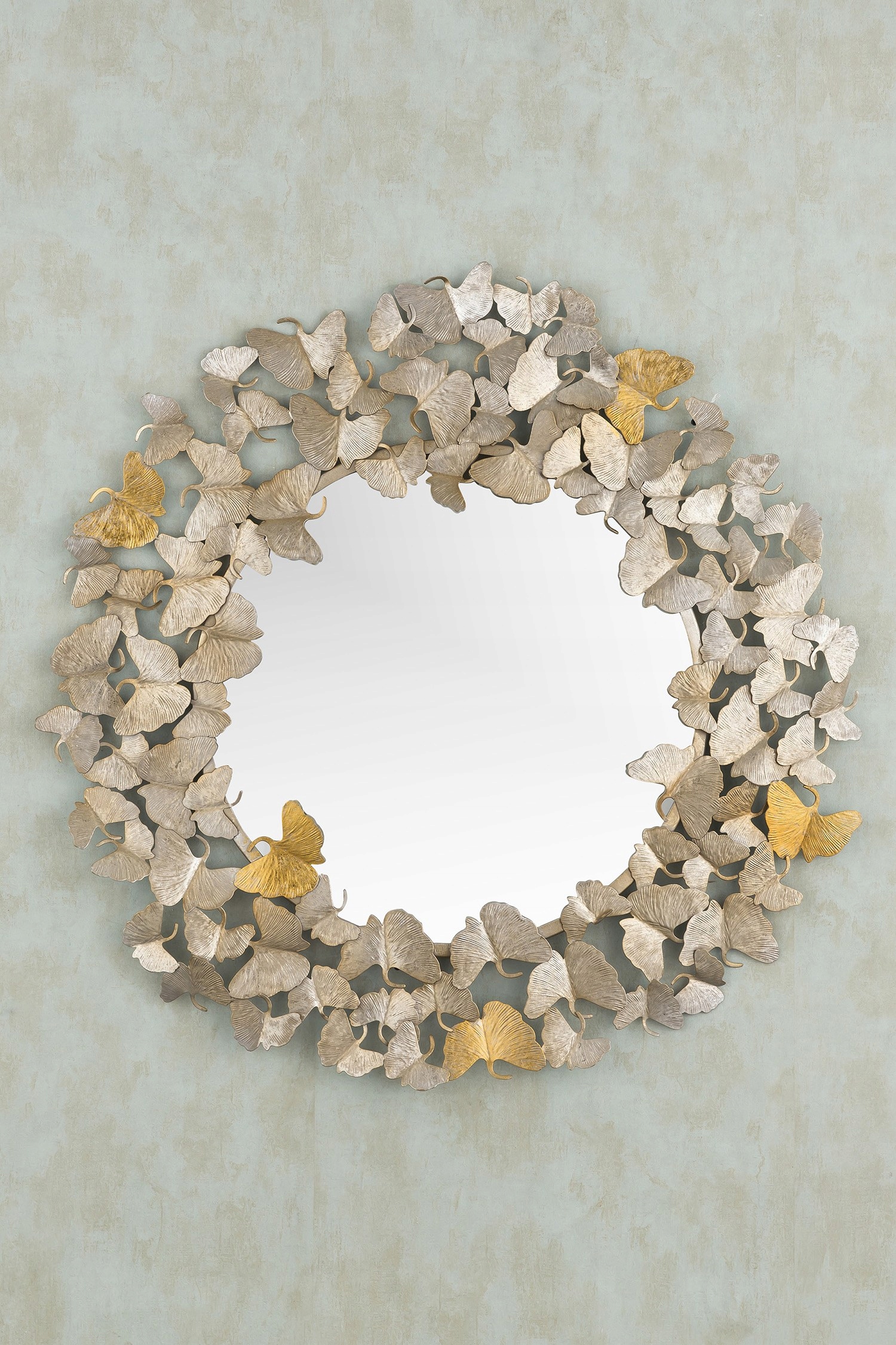 Ginkgo Leafs Mirror 95 cm zlaté striebro 42778