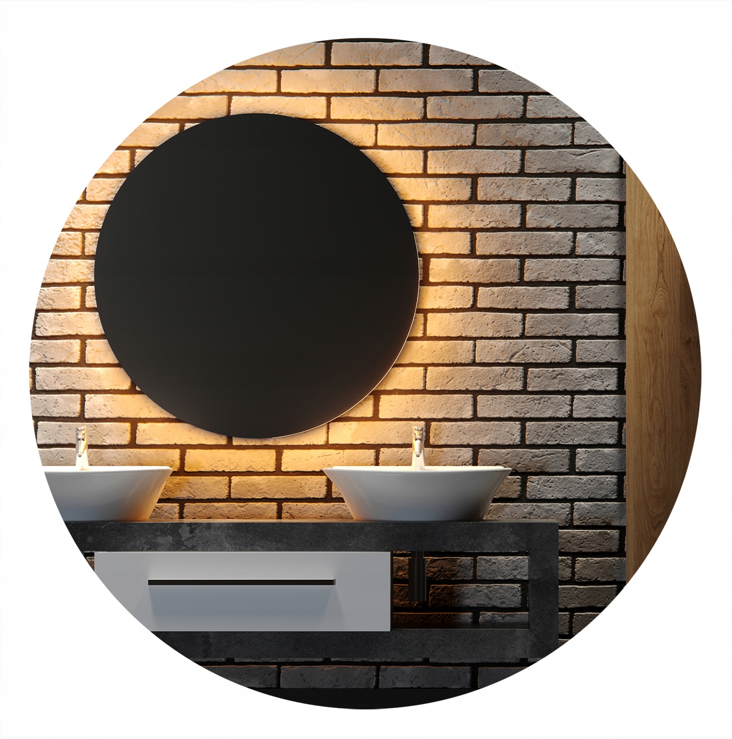 Okrúhle LED zrkadlo bez rámu 60 silné svetlo 9,6W