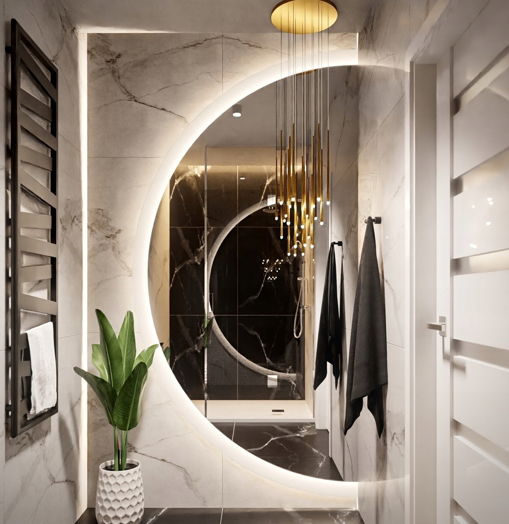 Okrúhle zrkadlo podsvietené LED 70 cm v ráme