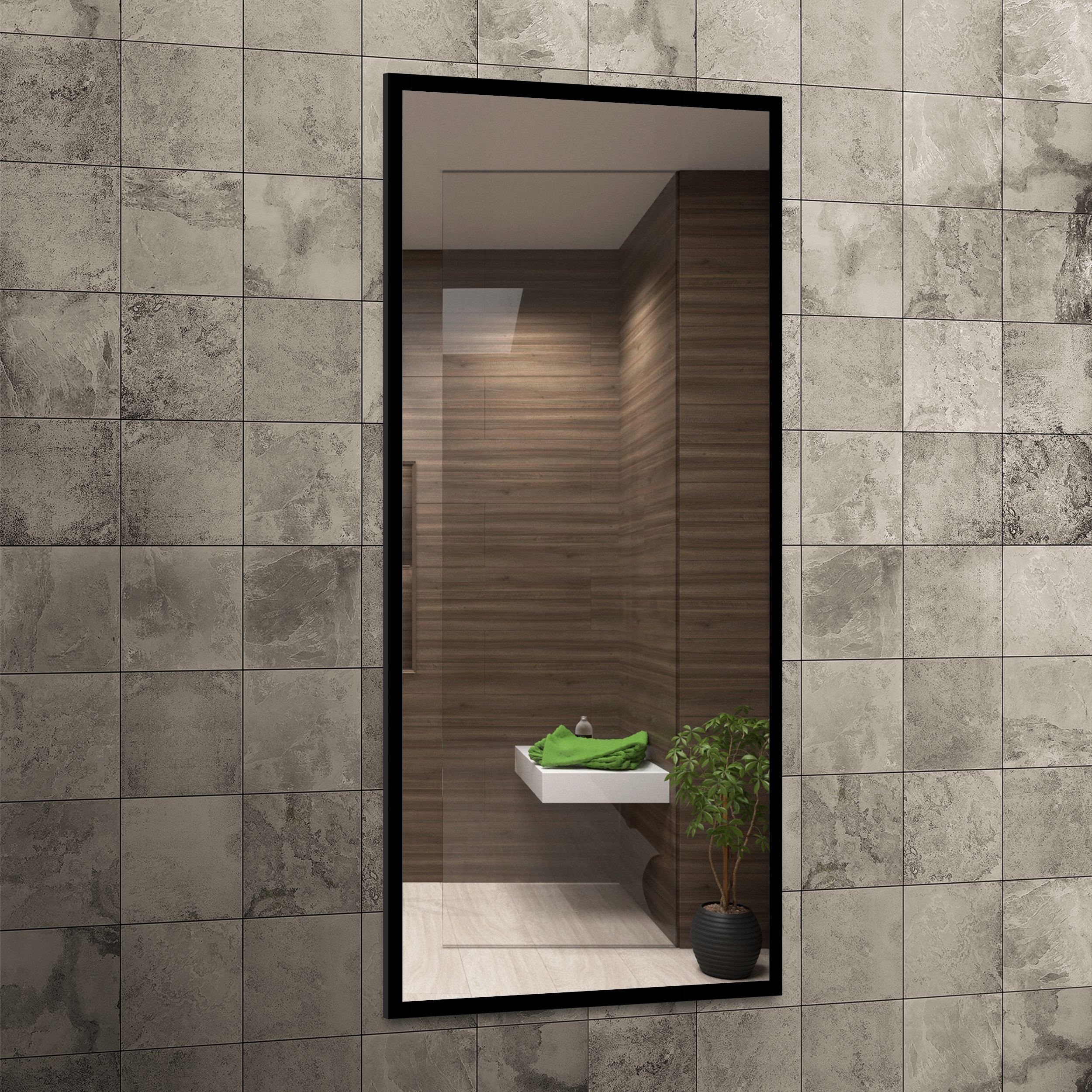 Zrkadlo v čiernom rámci Venti Lux Black 60x120 Rám