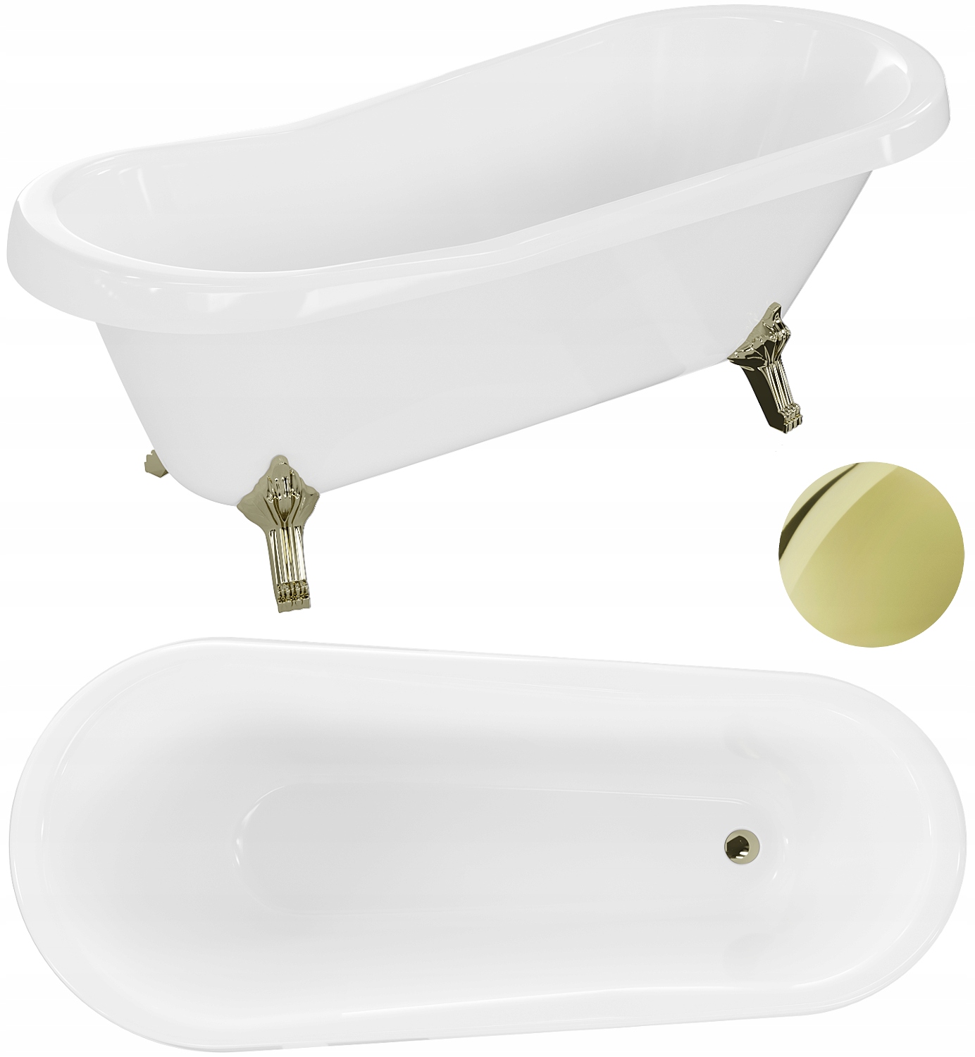 Vaňa - Mexen Retro Wanna Wolnostojaca 170 x 75 Gold nohy