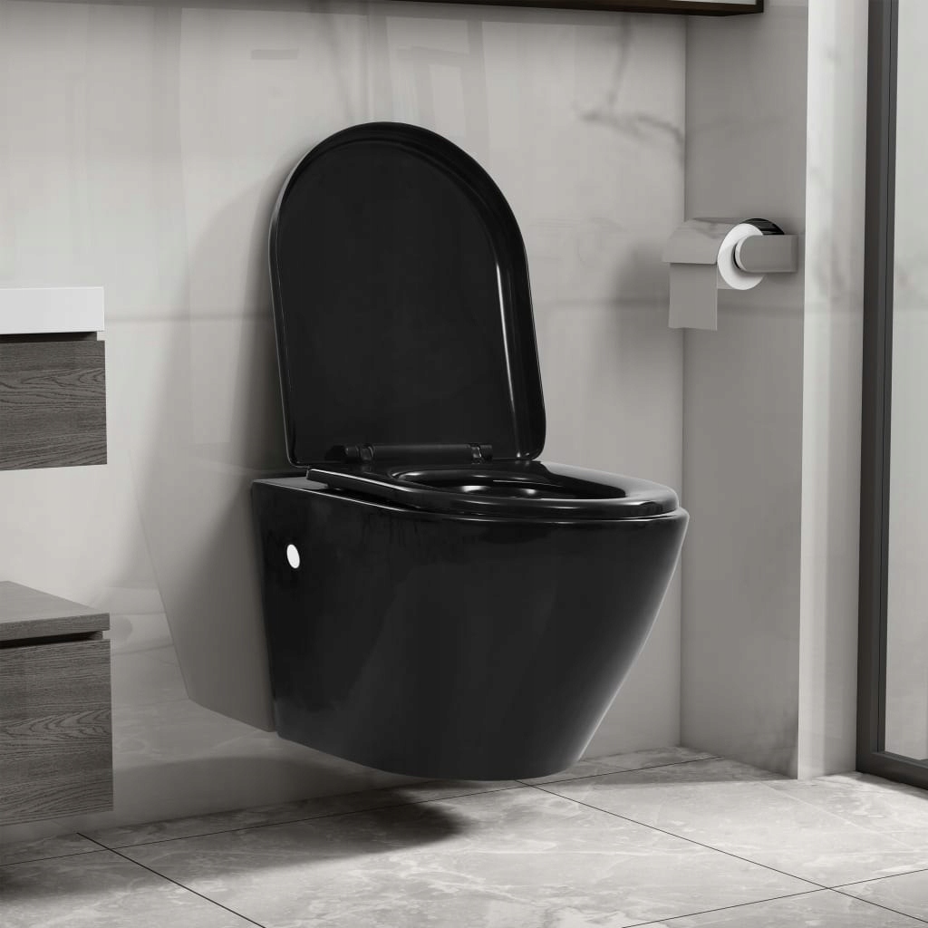 WC misa - WC Bowl Rimless Black Suspended + Board