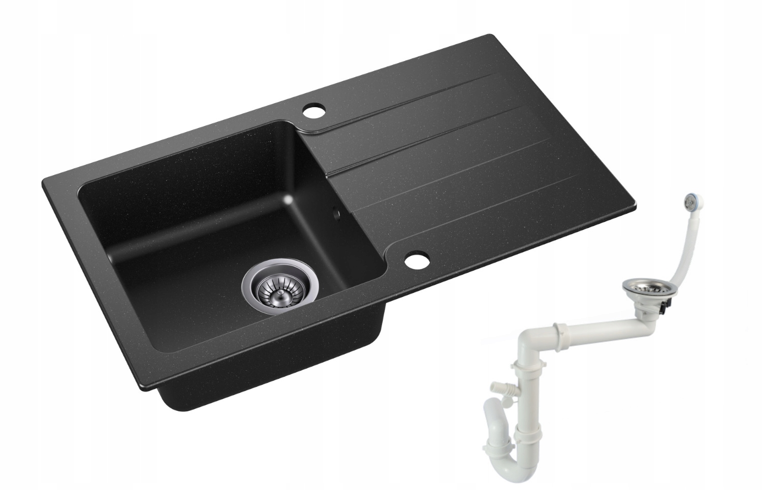 Kuchynský drez - Moderno Cascatore Granite Sink Black 76 x 43,5