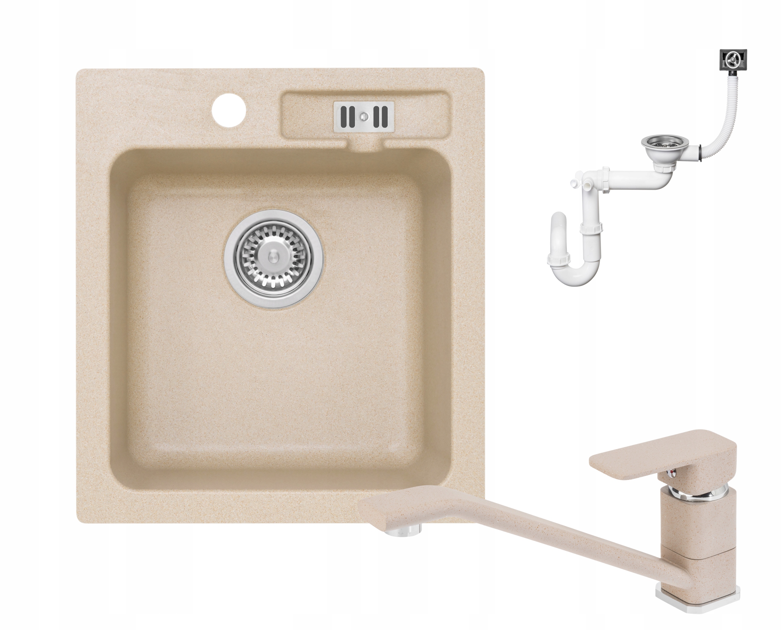 Kuchynský drez - Moderno Granite Sink Béžová batéria zadarmo