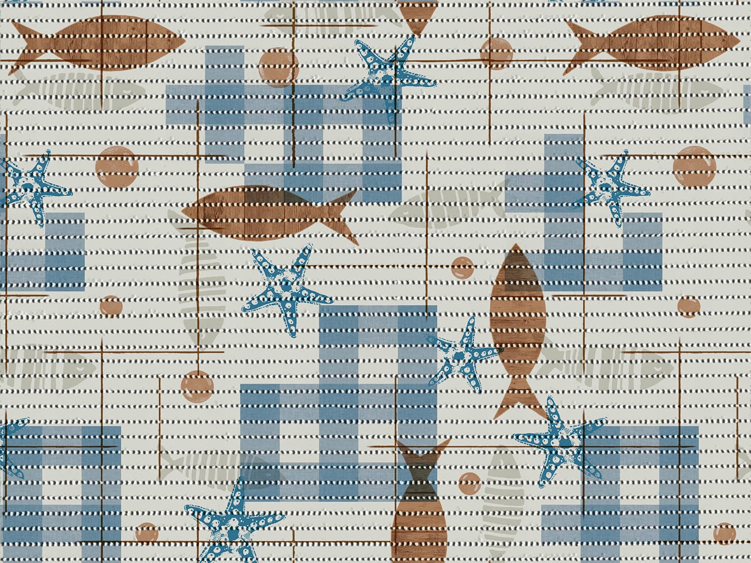 Protišmyková kúpeľňová podložka - Kúpeľňa Mat Marine Rug Fish 220x65 cm