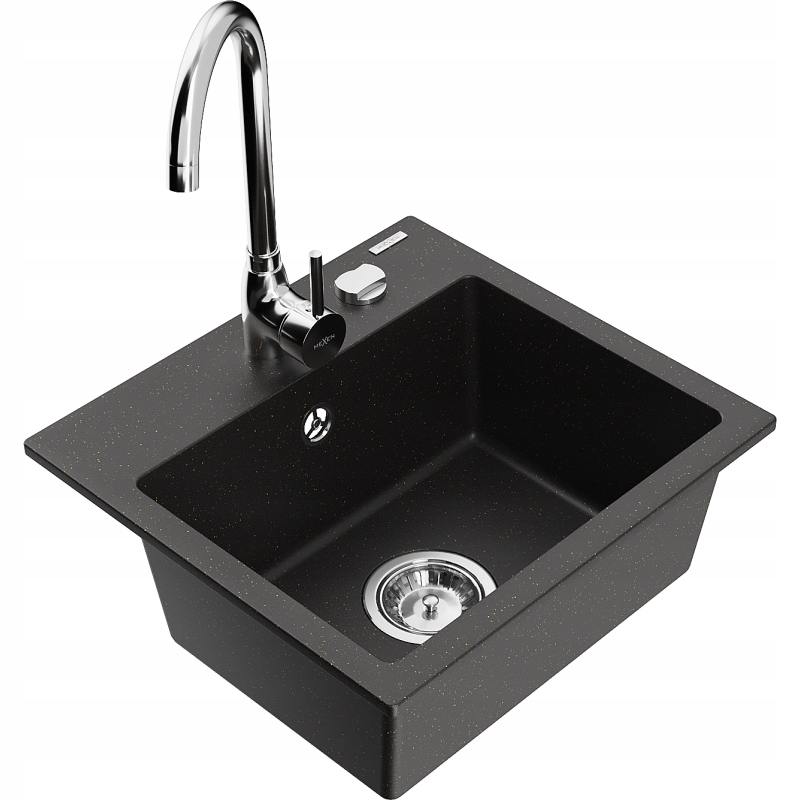 Kuchynský drez - Mexen Milo Granite Black Battery Sink