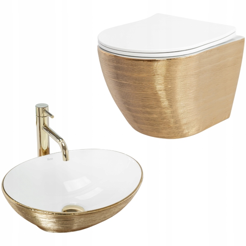 WC misa - Misa WC Carlo Brush Gold Rimless + Sofia Sink