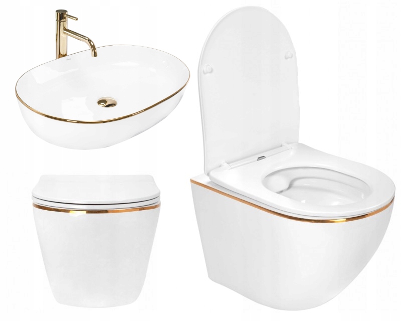 WC misa - WC misa Rea Carlo Gold Edge + umývadlo Cleo