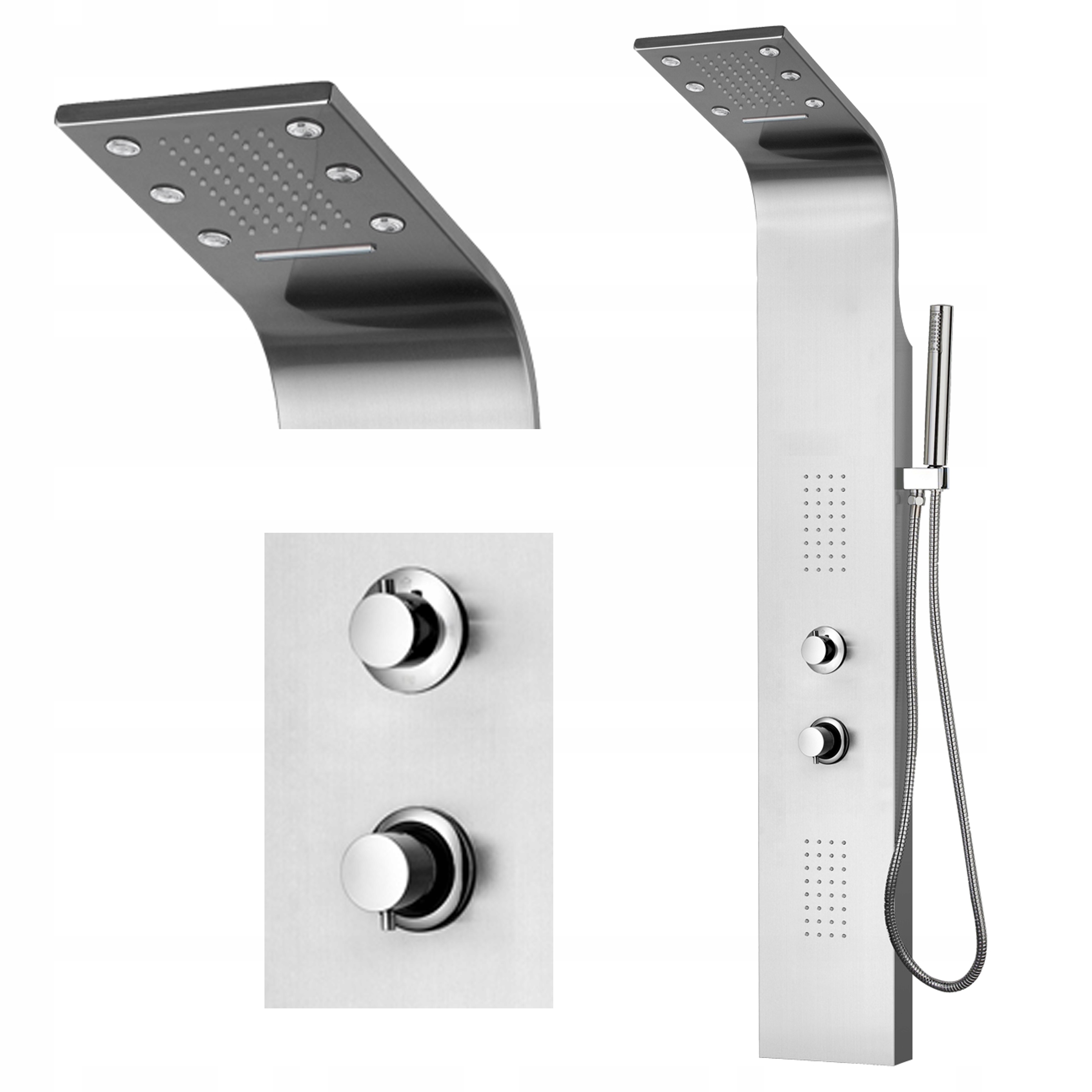 Sprchový panel - Rohová oceľová panelová sprcha Cobra 2 LED CASCADE