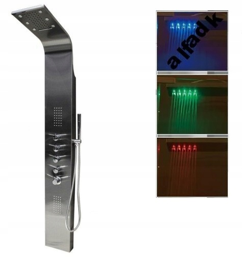 Sprchový panel - Rohový oceľový LED sprchovací panel termostat