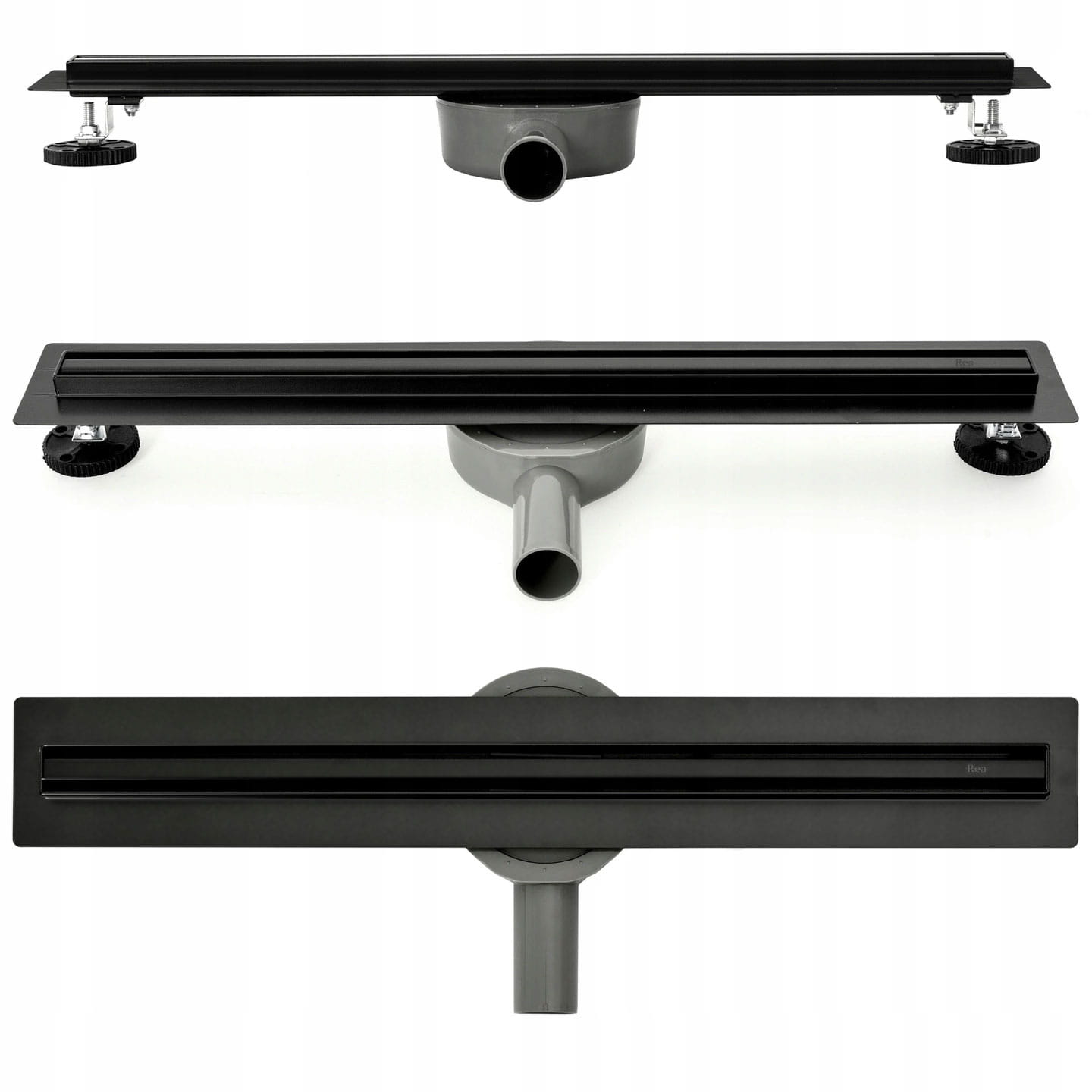 Sprchový žľab - Lineárny Outflow 60 cm / Rotary 360 ° Slim, čierny