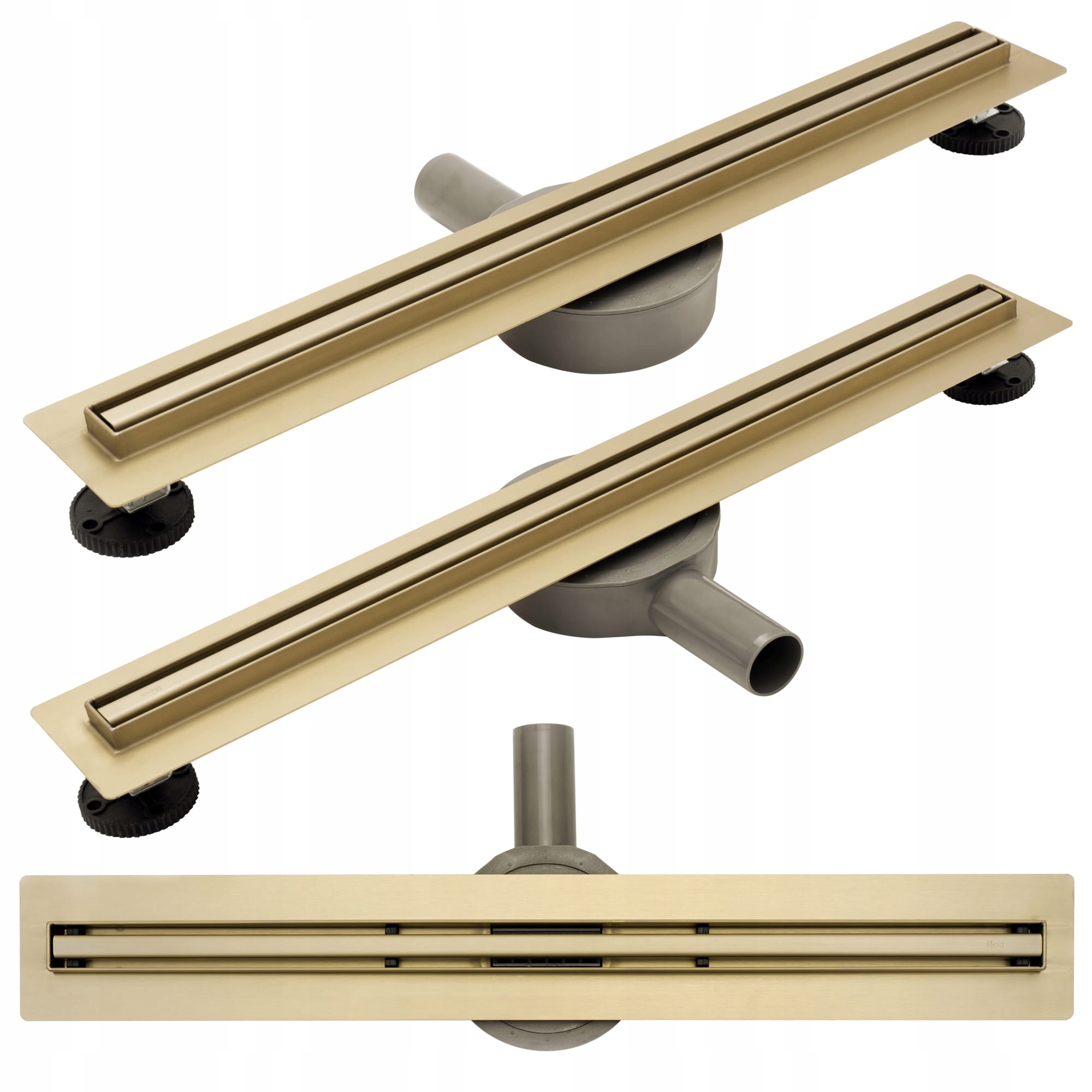 Sprchový žľab - Lineárny Outflow 80 cm / Rotary 360 ° Slim, zlato