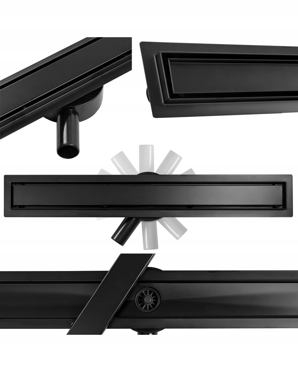 Sprchový žľab odtok - Lineárny odtok Čierny Eco 360 3in1 Rotary 70 cm
