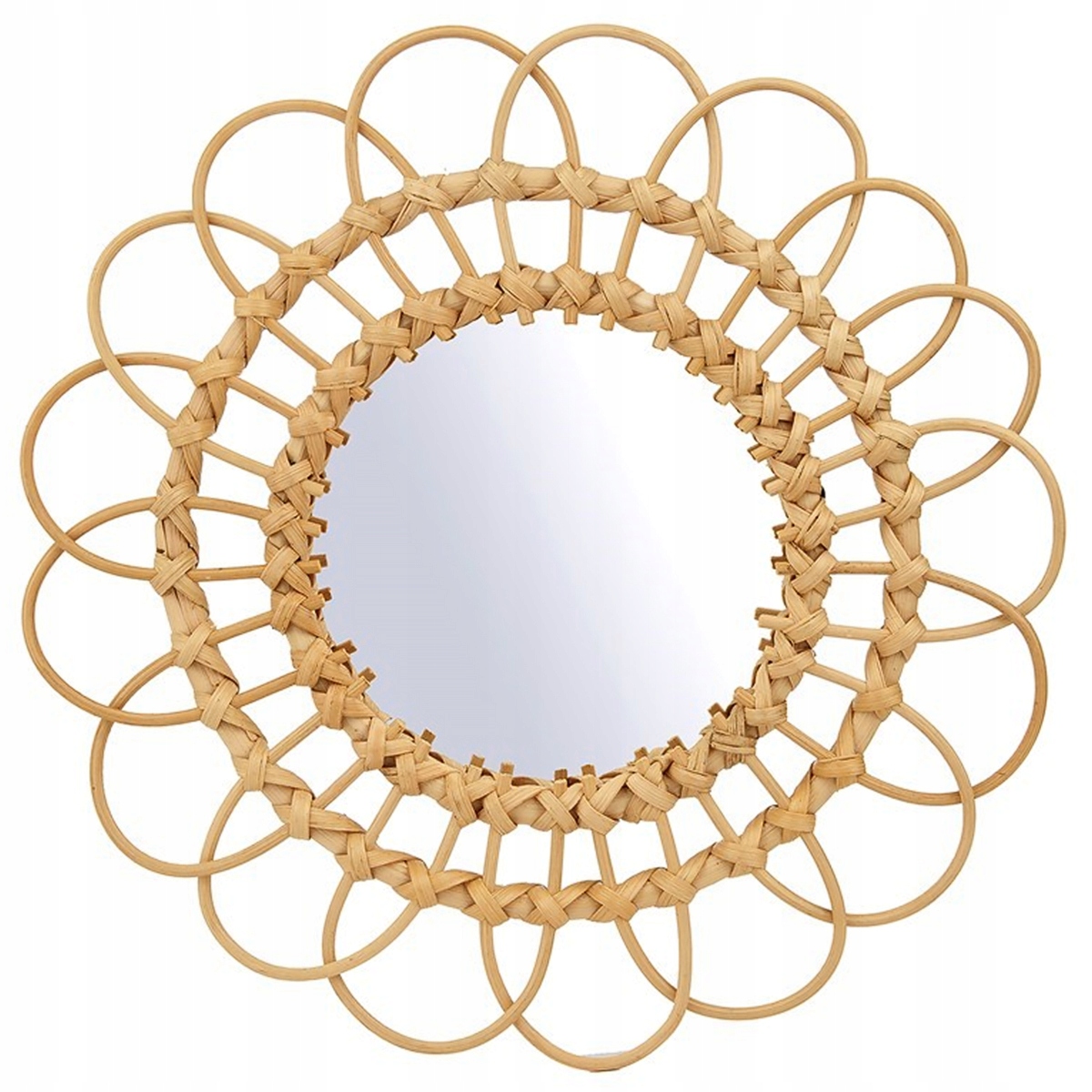 Okrúhle boho zrkadlo 34 cm prírodné bambus